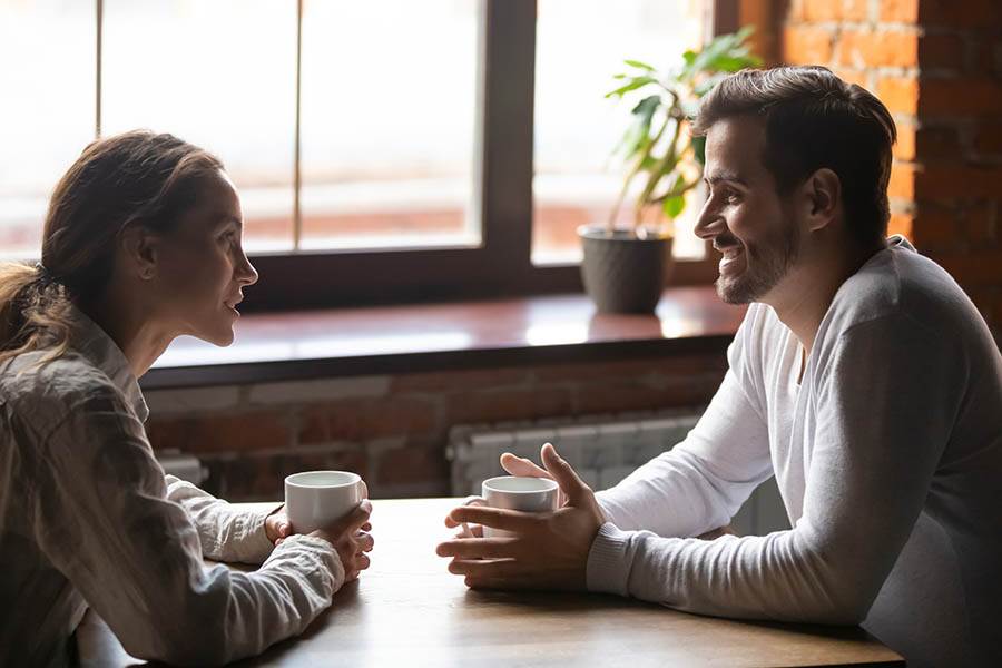 Couple having coffee