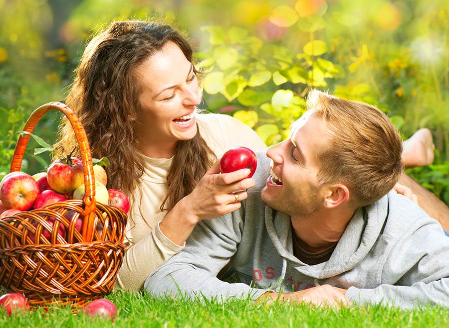 September couple after picking apples